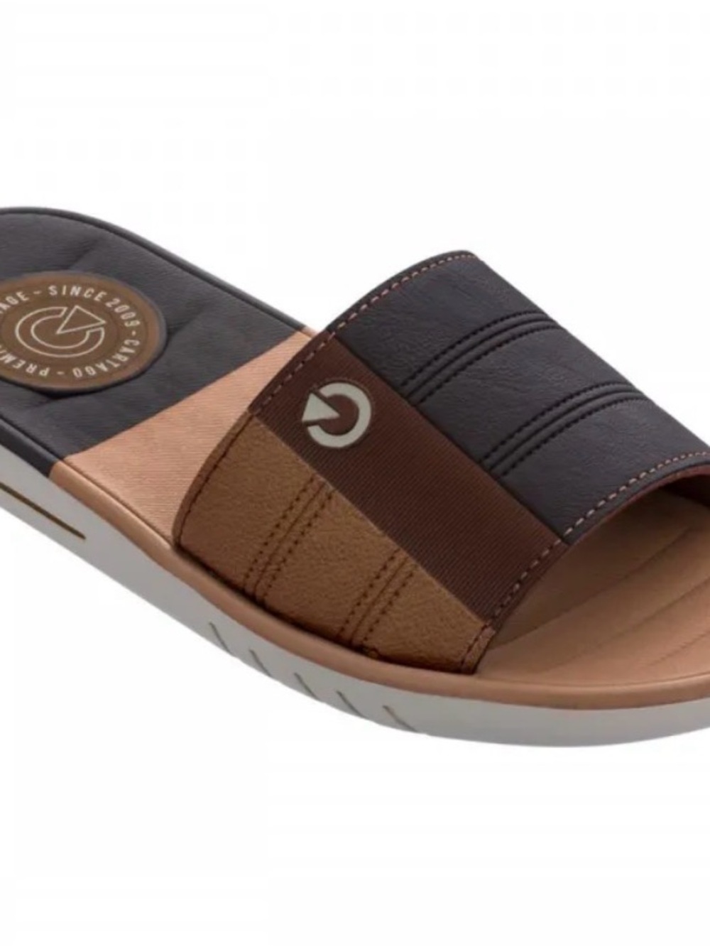 Men's Two-Tone Brown Slide Sandals with Cushioned Footbed
